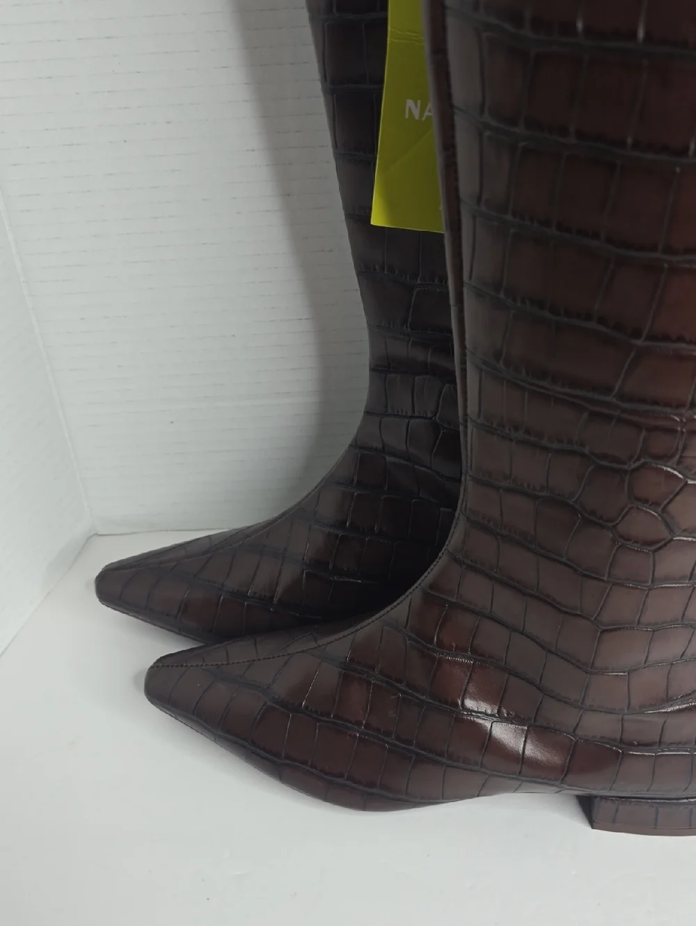 Gianni Bini Croc Embossed Leather Knee High Boots Size 6